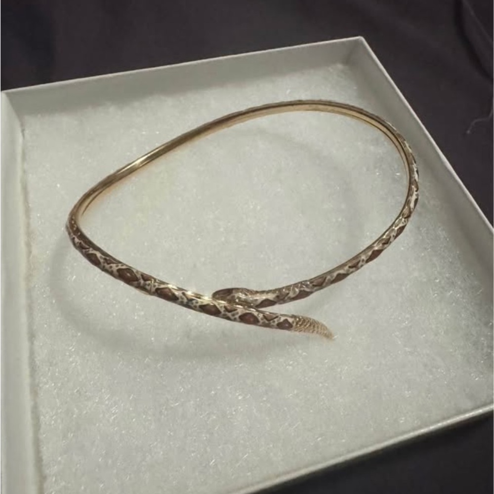 Elegant Gold and Brown Snake Bangle14 k gold snake